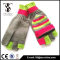 100% acryllic stripe 5 fingers knitted winter girl gloves